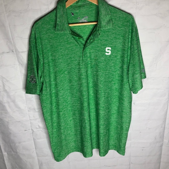 Under Armour Heat Gear Men XL Polo Loose Fit Green - Picture 1 of 7